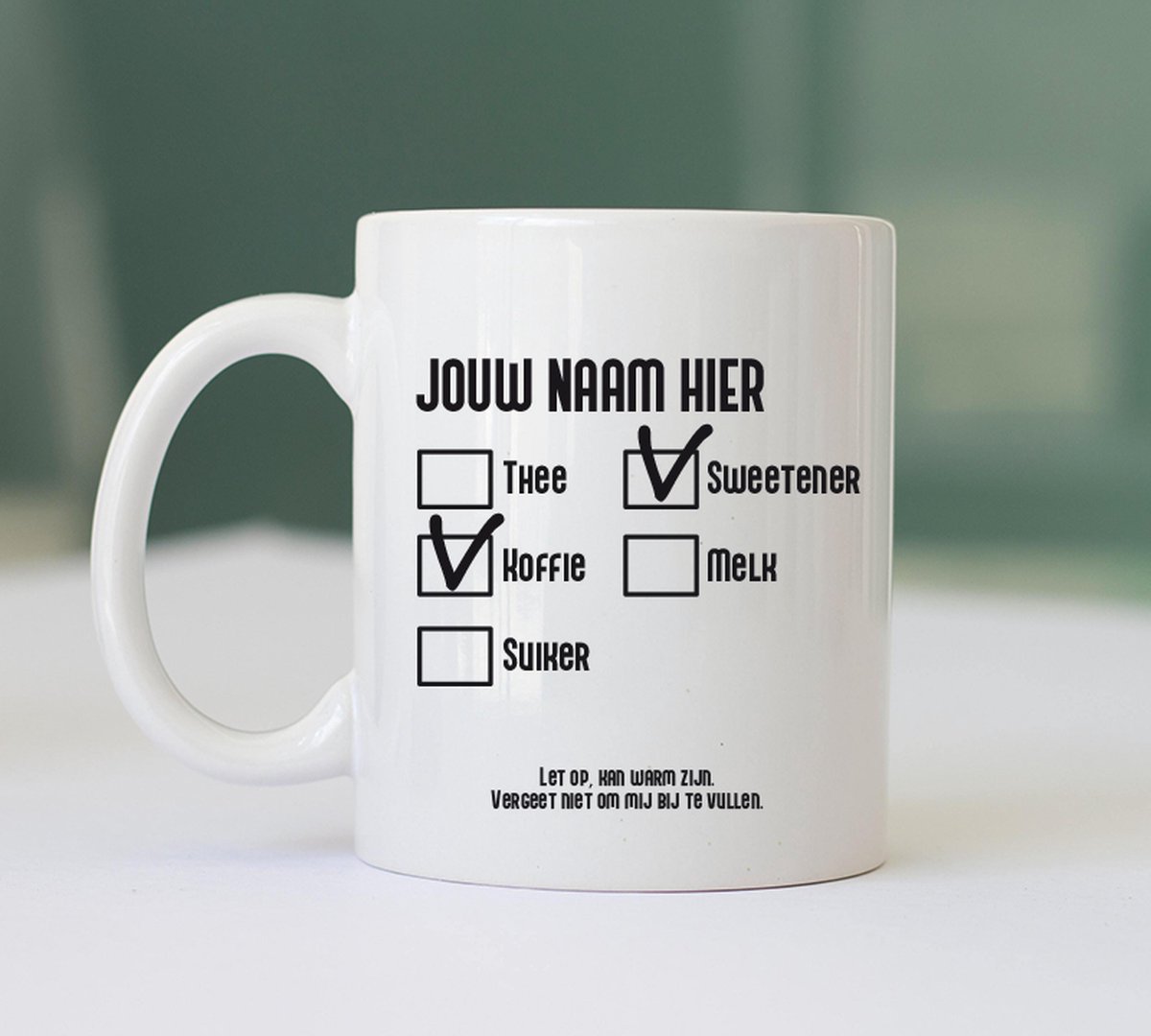 Mok met Eigen foto of Logo " Koffie - Sweetener " - Kantoor Accessoires - Kantoor Artikelen - Mok met Eigen Foto