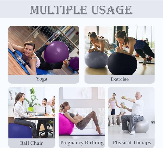 Slim Panda Gymnastiekbal Klein, 23-25 cm Pilatesbal met pomp, zachte yogabal voor thuis, fitness, balanstraining (lekbeveiligde opblaasnaald