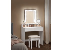 Stijlvolle Witte Kaptafel en Luxe Make up Tafel - Eenvoudige Montage, Verstelbare LED Verlichting en Ruime Opbergruimte! - Creëer Jouw Perfecte Make-up Hoekje Stijlvolle Witte Kaptafel en Luxe Make up Tafel - Eenvoudige Montage, Verstelbare LED Verlichting en Ruime Opbergruimte! - Creëer Jouw Perfecte Make-up Hoekje