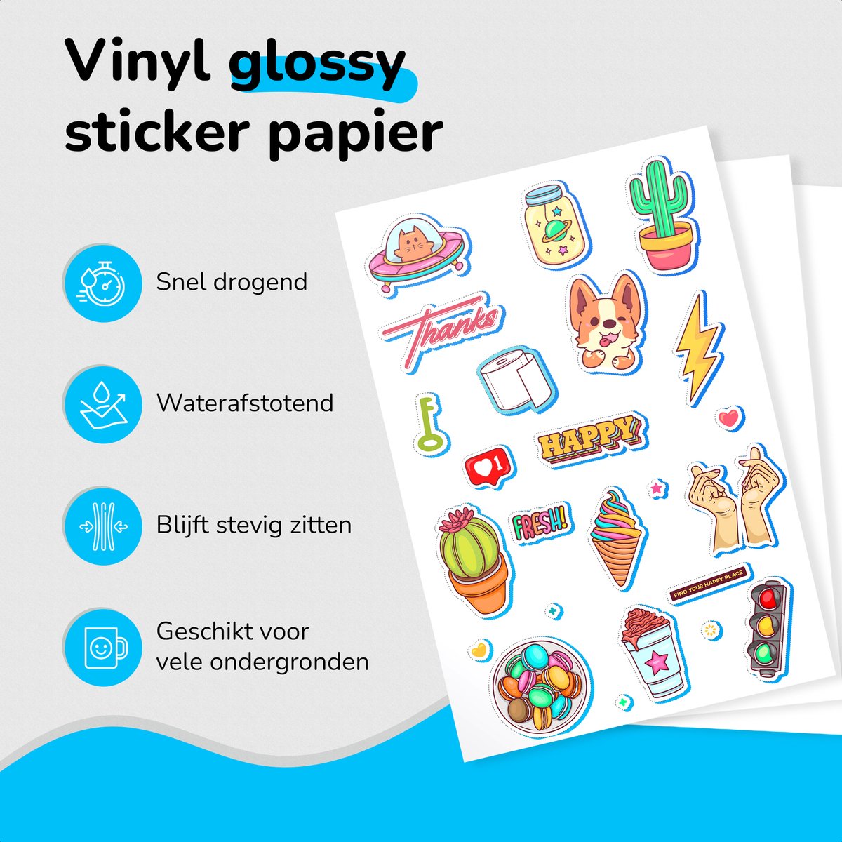 36 Glossy Vinyl Stickervellen A4 – Waterbestendig Stickerpapier voor Inkjet & Laser Printer - Geschikt voor Snijmachines — afbeelding 2