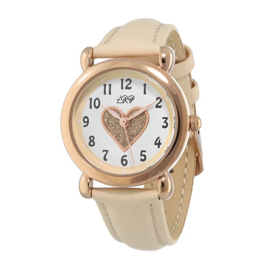 La Rosa Princesa Hart Rosé Kinderhorloge Leer Nude - Ø 27 mm - Verstelbaar - Leren Band - Quartz Horloge - Japans Uurwerk - Analoog
