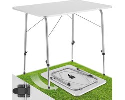 tectake® Campingtafel - 80 x 60 x 68 cm - Opvouwbaar - Draagbare Kampeertafel - Vouwtafel Buiten - Inklapbare Tafel - Weerbestendig - Grijs