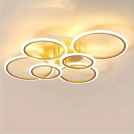 Led-plafondlamp, modern design, 3 ronde ringen, woonkamerlampen, led-slaapkamerlamp, woondecoratie, plafondlamp, hanglamp, dimbaar, met afstandsbediening, chic, minimalisme, hal, landhuis, kamer