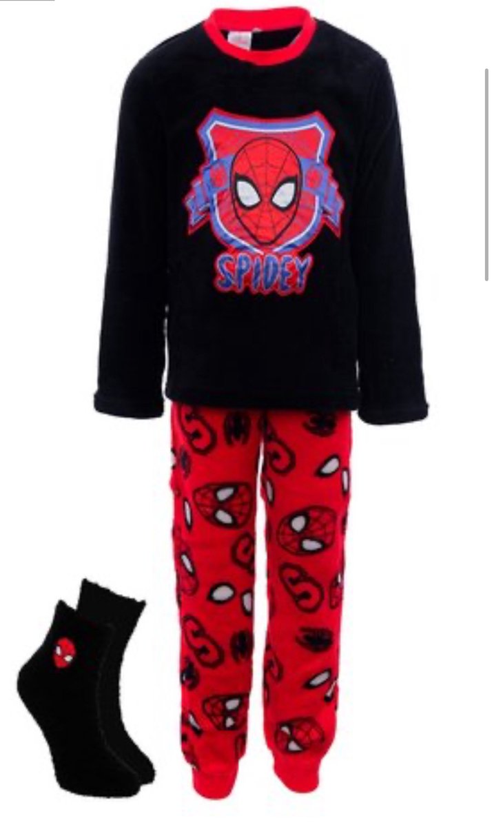 Marvel Spiderman Pyjama Fleece + Sokken Zwart/Rood Maat 98