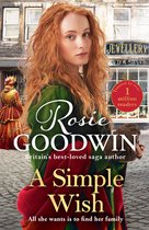 Boekcover met Rosie Goodwin, auteur van 'A Simple Wish'. Een vrouw met rood haar en groene kleding draagt een bruine beer.