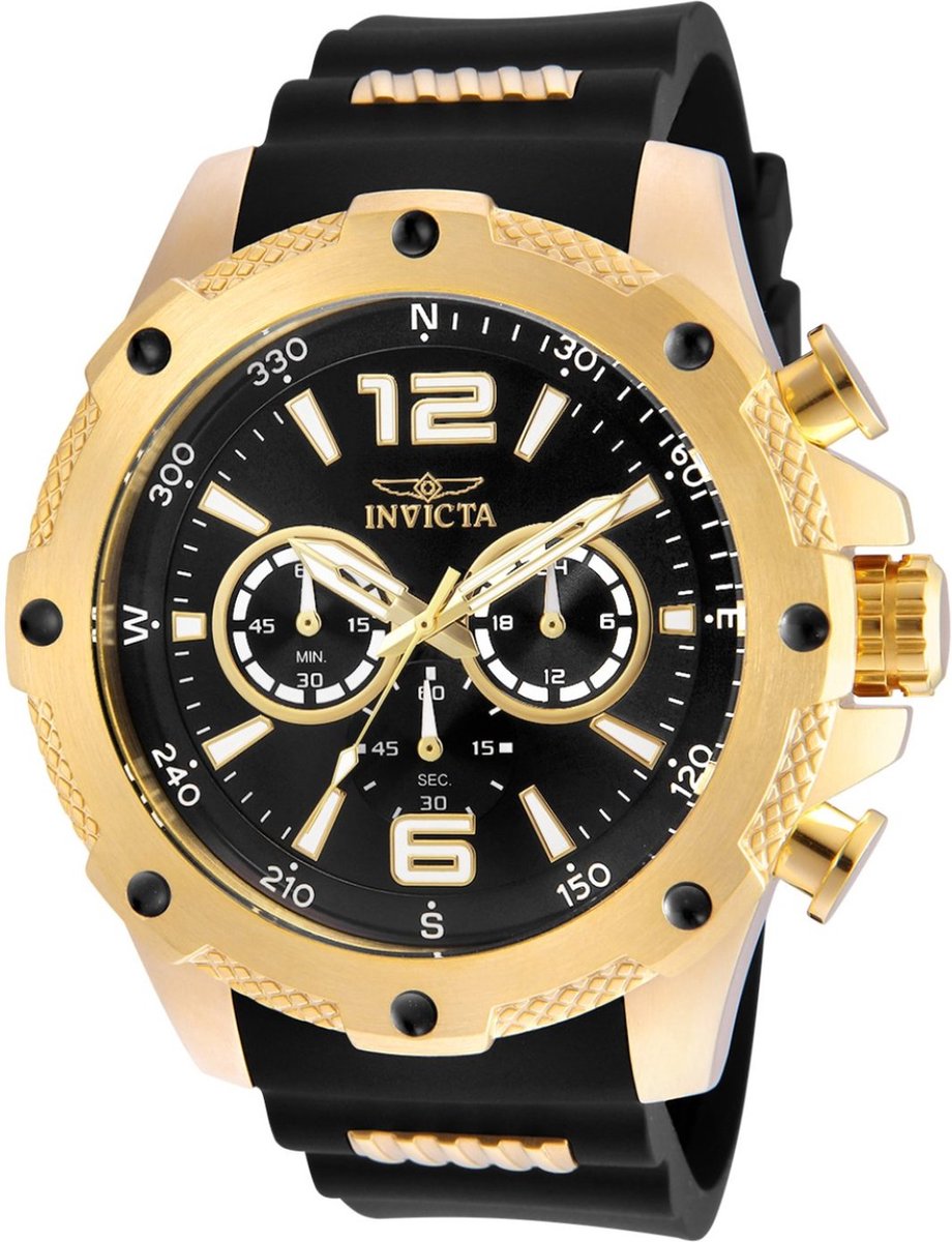 Invicta I-Force 19658 Heren Horloge - Waterdicht - Analoog - Quartz Uurwerk - Roestvrij Staal met zwarte Wijzerplaat - 50mm
