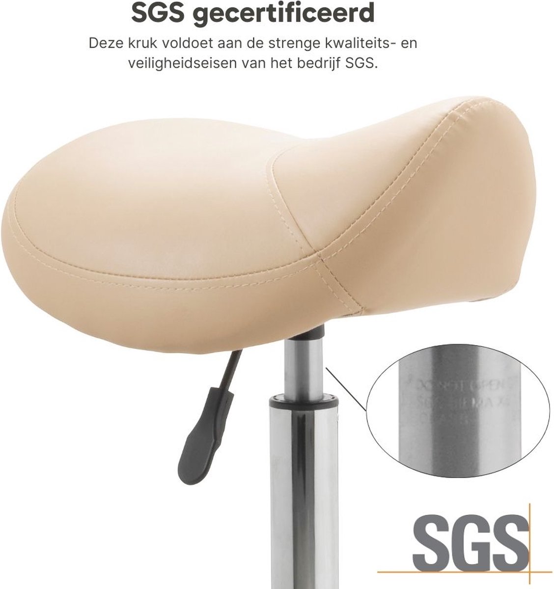 ZenGrowth Ergonomische Zadelkruk Beige - In Hoogte Verstelbaar - afbeelding 2