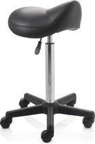 ZenGrowth ergonomische zadelkruk met hoge gasveer zwart - Kapperskruk op zachte wielen – Zadelkruk - In hoogte verstelbaar