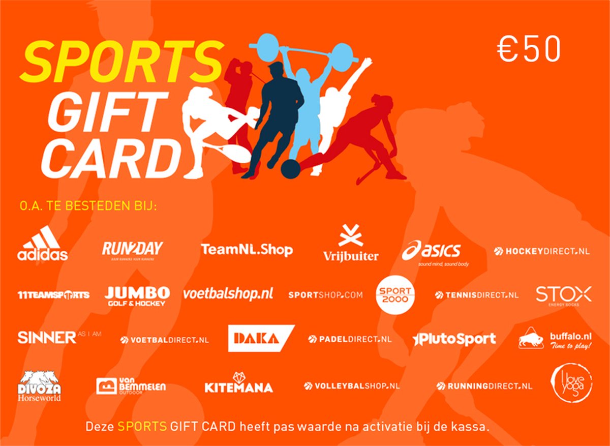 Oranje Sports Gift Card - Cadeaukaart 50 euro