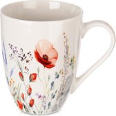 Orion - Mok - Porselein - Bloemenpatroon - 360 ml - Magnetronbestendig