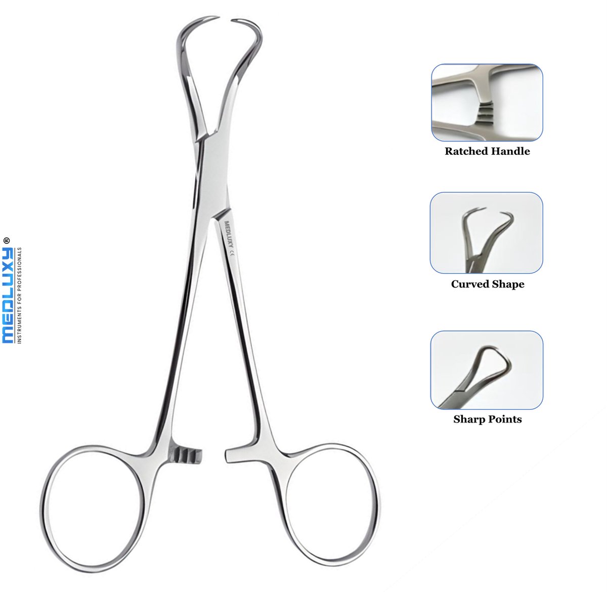 Goedkoopste Medluxy - Doekklem Backhaus - Gebogen - 13 cm - RVS - EHBO Verpleegkunde