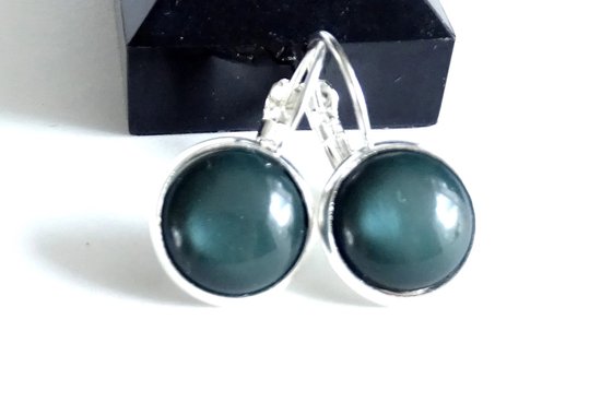 2 Love it Deep Teal Blue - Boucles d'oreilles pendantes - longueur 2,5 cm - diamètre 12 mm