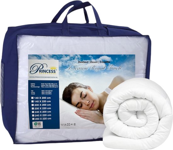 Royal Touch Luxe -Hotel Kwaliteit -Princess kinderdekbed 4-seizoenen 1Persoons-140x200 cm- Zomerdekbed & Winterdekbed - Anti Allergie -Antibacterieel- Anti-huisstofmijt
