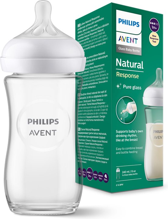 Philips Avent Natural Response Fles Glas 240ml – Flow 3 – BPS vrij- 1 fles