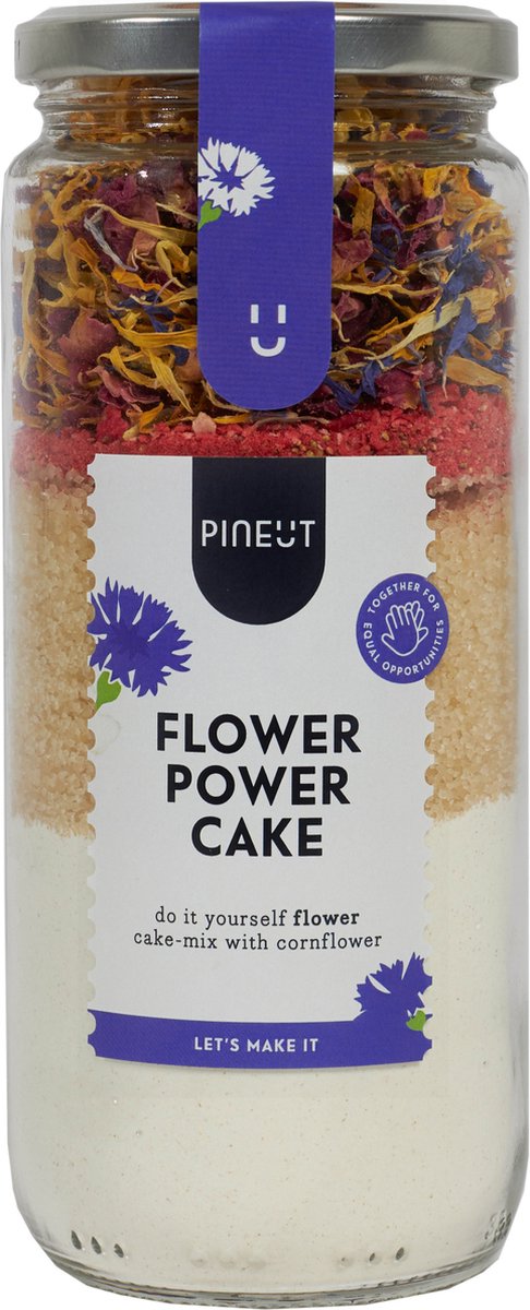 Pineut Bakmix Flower Power Cake – Cakemix in Pot met Gedroogde Bloemen – Bakpakket Cadeau – Origineel Cadeau voor Vrouwen