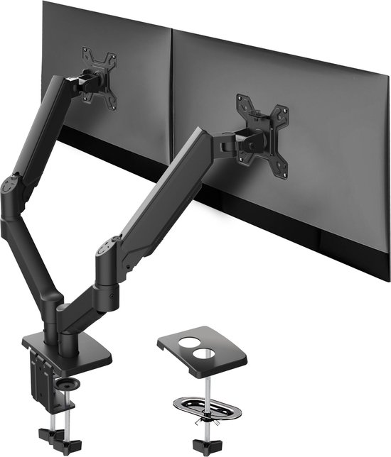 Monitor arm 2 schermen - Audizio CMA20G monitor beugel - 17 tot 32 inch beeldschermen - Met gasveer