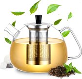 Bol.com Élithé Theepot Glas 15 Liter met Filter - Glazen Teapot - Theekan - Tea Maker met Zeef - Thee Infuser - Zilver aanbieding