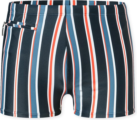 Short de bain Schiesser avec fermeture éclair en tissu tricoté à rayures recyclées - bleu nuit - Aqua