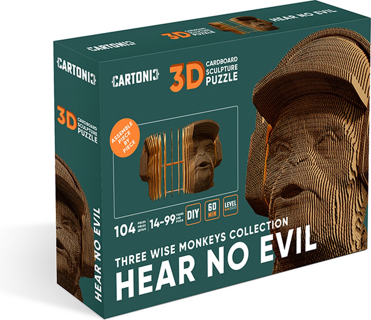 CARTONIC Three wise monkeys hear no evil  3D PuzzelSpeelgoed PuzzelDIY Creatief Karton Kinderen en volwassen 3D puzzelaap