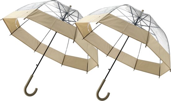 Paraplu Transparant Regen Paraplu's met Witte Rand - Set van 2 -Grote Regenparaplu -Bruidsparaplu Lichtgewicht