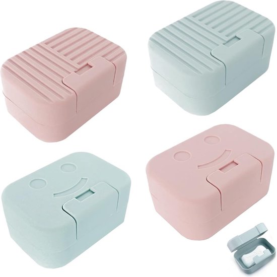 2 stuks reiszeepbakje met deksel, mini zeepkoker zeepstaaf lekdichte waterdichte draagbare reis zeepdoos container, douchezeephouder, badkamer, keuken, aanrecht, eenvoudige reiniging (wit bruin