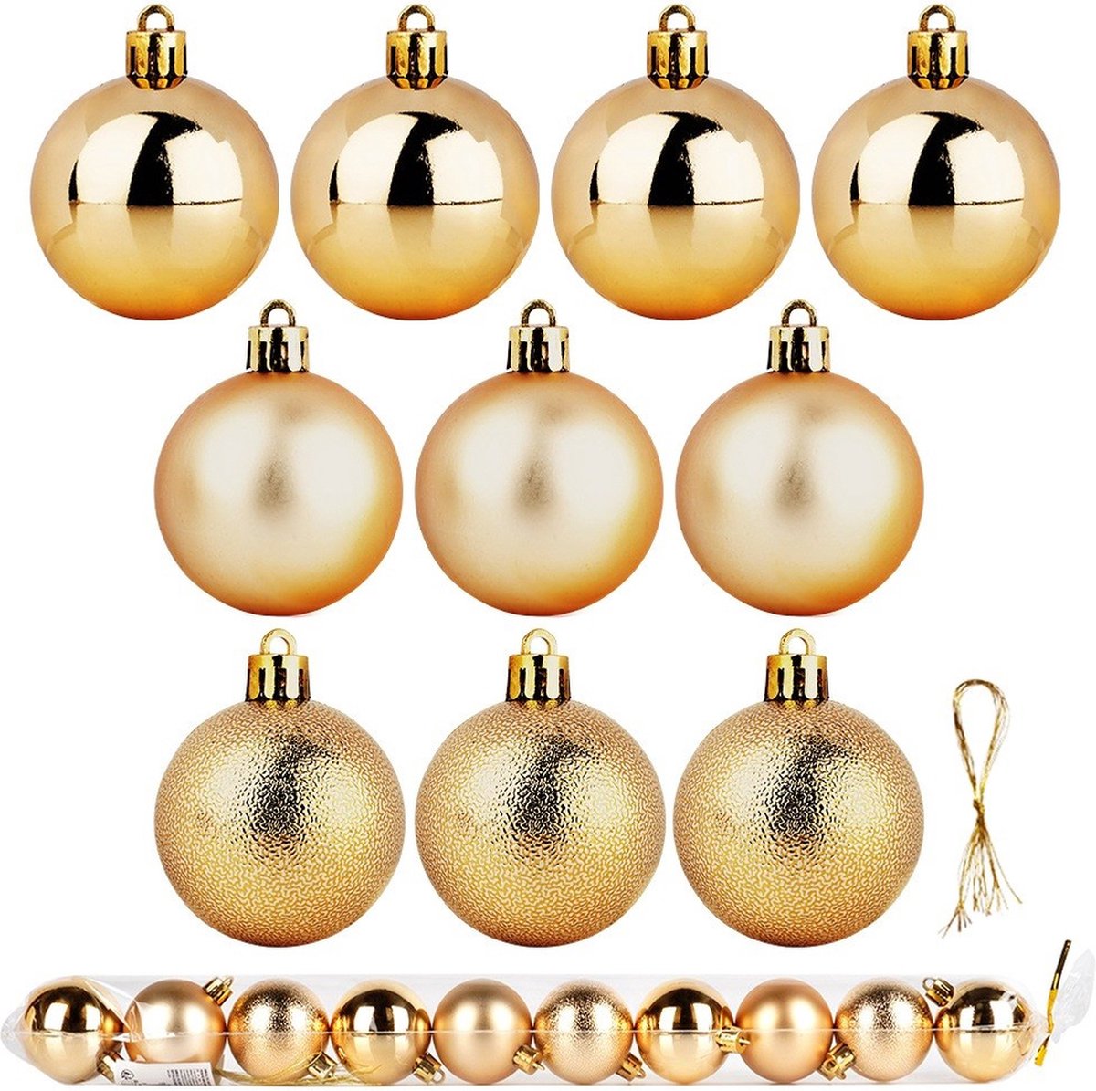 Kerstballen Set Onbreekbaar Gouden 5 cm 10 stuks - Kerstdecoratie