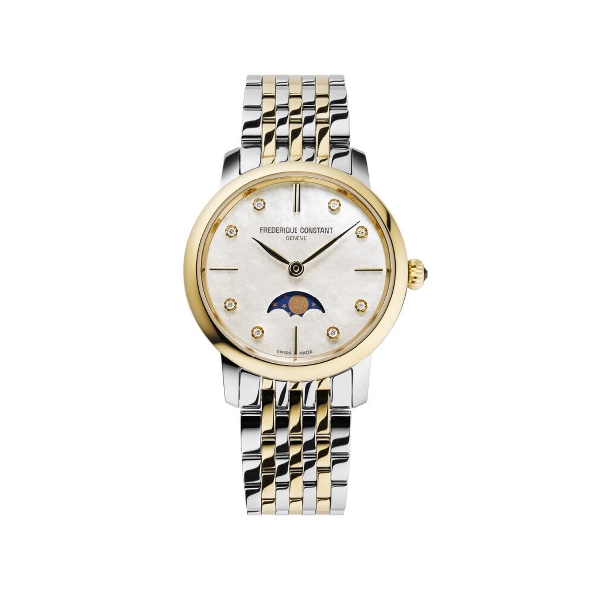 Frédérique Constant Slimline Moonphase FC-206MPWD1S3B Horloge - Staal - Multi - Ø 30 mm