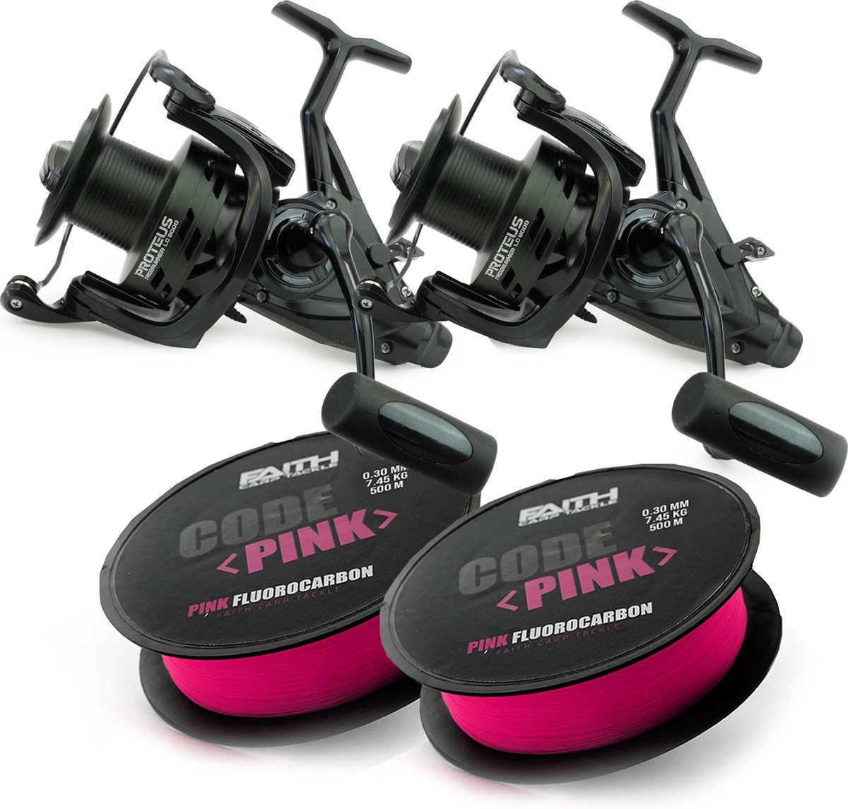 Faith Proteus Freerunner LC 8000 2 Reel Set - Karpermolen - Vismolen - Vrijloopmolen - Fluorocarbon lijn