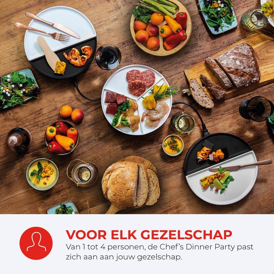 Bourgini Chef's Dinner Party Gourmetstel – 4 Personen – Bakplaat - PFAS-vrij - Vaatwasserbestendig