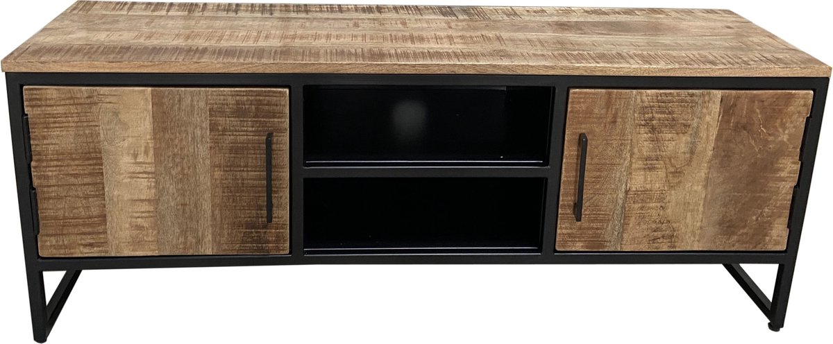 Deco4yourhome® - TV Dressoir - Tv Meubel Tv Kast- Mangohout - Staal - Industrieel - 130cm