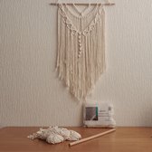 Macrame Pakket - Bohemian wandkleed - 50x75cm - Ecru - Diy Pakket voor beginners-Volwassenen - Muurdecoratie -Cadeau Idee