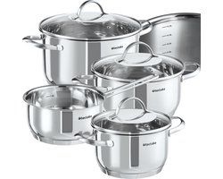tectake® 7-delige Kookpannenset Bologna - Kookpottenset - Kookpan - Steelpan - RVS Pannen -…