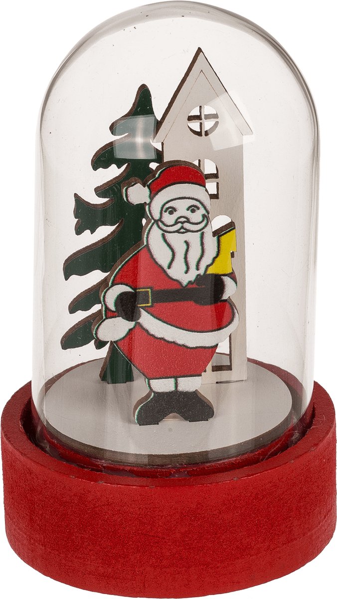 Mini winter- en kerst scene onder stolp met kerstman