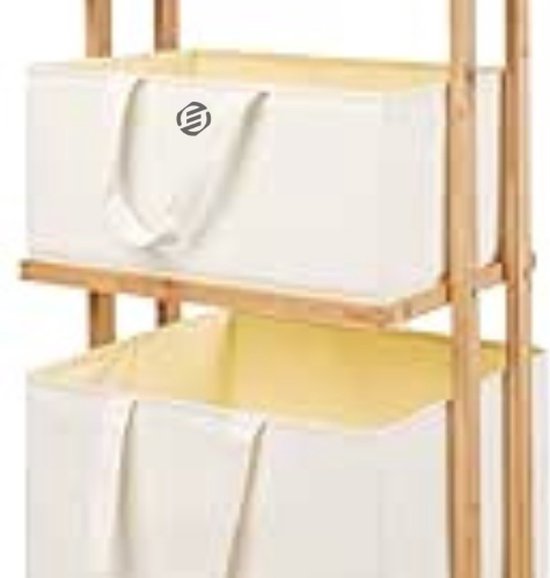 GIANTEX Wasmand 115 l met 2 vakken, wasverzamelaar wasbox met deksel en handvat, waszak van vliesstof, wasmand wasscheider 62 x 31 x 60 cm (grijs