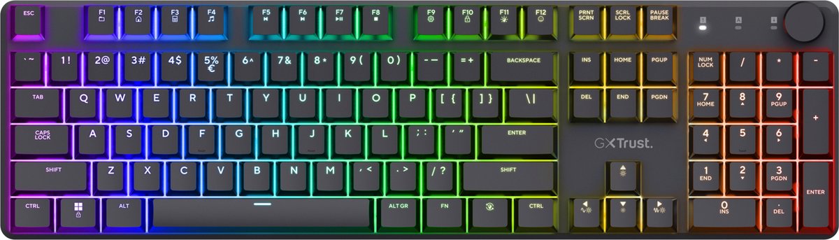 Trust Gxt868 Torix Rgb Qwerty Mechanisch Bedraad En Draadloos Gamingtoetsenbord Zwart