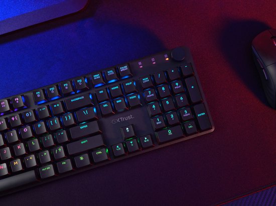 Trust GXT 868 Torix - Clavier gaming mécanique sans fil - Full RGB - Interrupteurs White - Qwerty US - Zwart