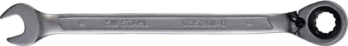 SW-Stahl 03520L-8 Ringratelsleutel 8 mm met schakelhendel voor rechts- en linksdraaiend I 72 tanden I Steeksleutel met ringratel I Ringratel-steeksleutel SW 8