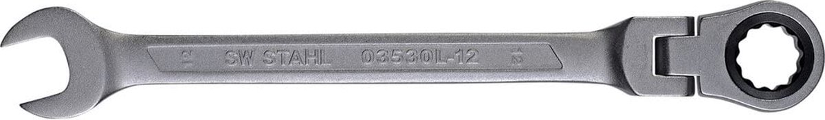 SW-Stahl 03530L-12 Ringratelsleutel 12 mm I Ringsleutel met scharnier I 72 tanden I Steeksleutel met ringratel I Combiratelsleutel SW 12