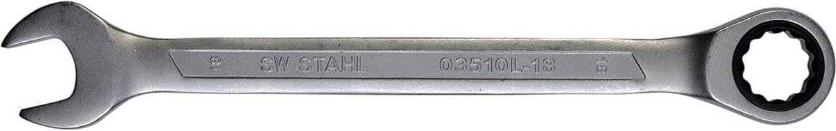 SW-Stahl 03510L-18 Ringratelsleutel 18 mm I fijnvertand met 72 tanden I Steeksleutel met ringratel I Combiratelsleutel I Combisleutel