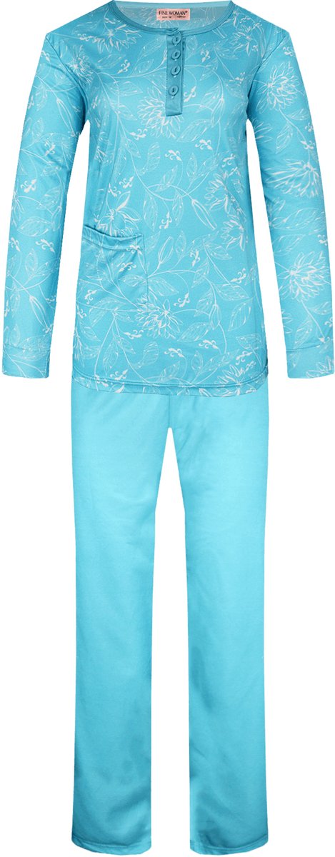 Dames pyjama print turqoise XXXL