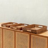 Ensemble De 3 Plateaux En Rotin Tressé - Organisation De Table, Rangement Collaires (tailles Assorties) - 8
