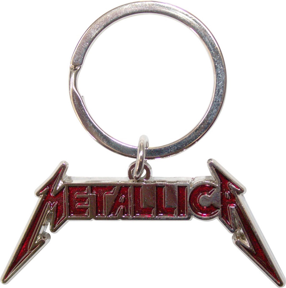 Metallica - Bright Red Logo Sleutelhanger - Zilverkleurig/Rood
