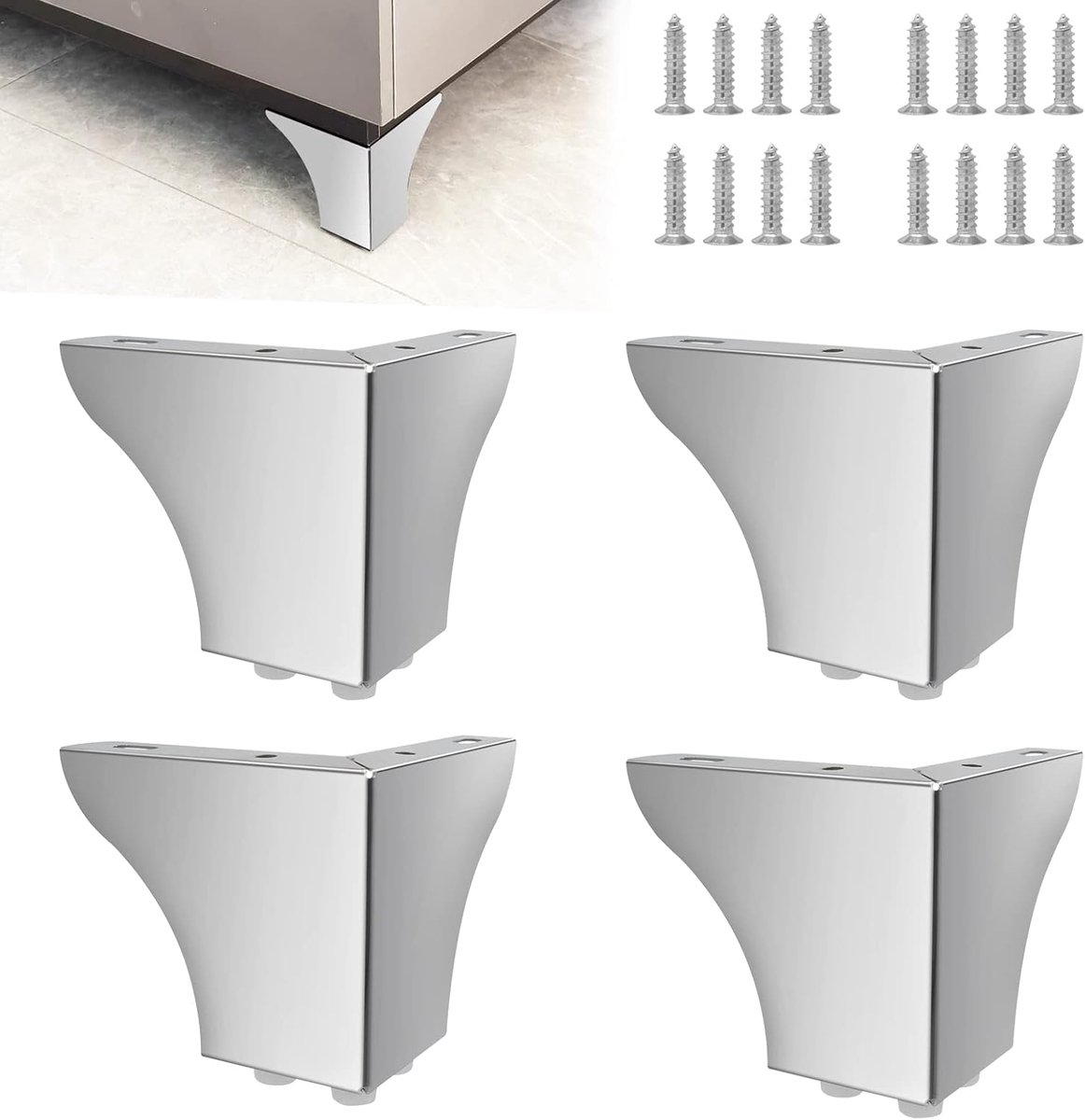 Goodivery ® Set van 4 Metalen Driehoekige Meubelpoten voor Diverse Toepassingen