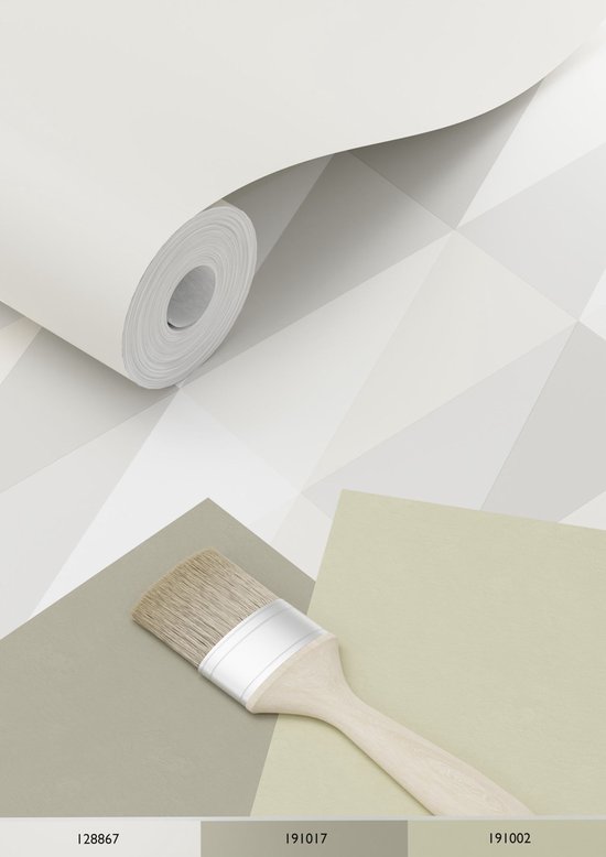ESTAhome papier peint triangles graphiques argent et gris - 138922