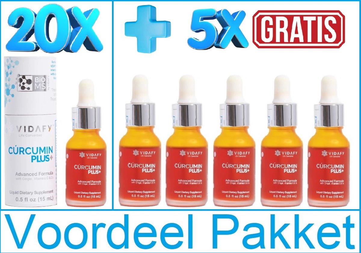 Goedkoopste Curcumin Plus 15ml Vidafy 20 flessen 5 gratis flessen Voordeelpakket 25 in 1