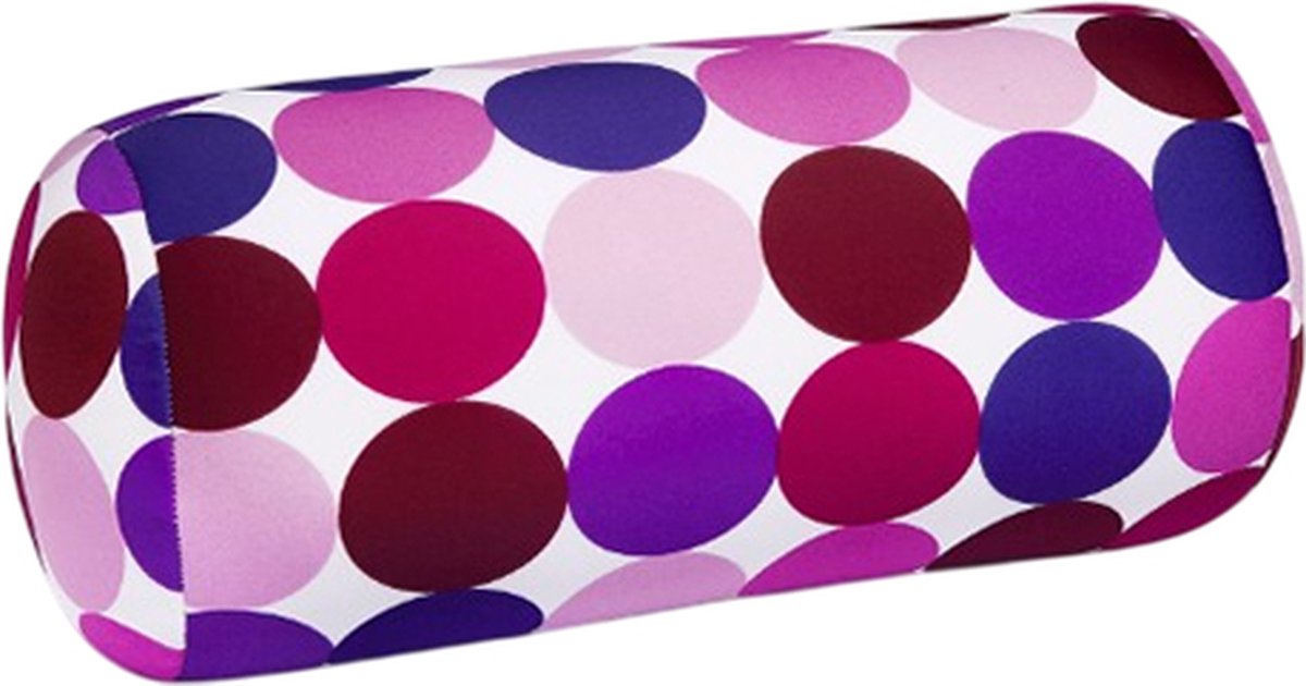 House of Healthbrands Kuschelmaxx Rolkussen - Sierkussen Rond Cilinder 17 x 33 cm - Punkte Violet-design - Stevig en zacht - Mooie print - Gevuld met microgranulaat - Vormvast & Wasbaar - Ideaal voor op de bank, bed, auto of op reis - Inclusief Wasnet Wit