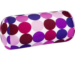 Kuschelmaxx Rolkussen - Sierkussen Rond Cilinder 17 x 33 cm - Punkte Violet-design - Stevig en zacht - Mooie print - Gevuld met microgranulaat - Vormvast & Wasbaar - Ideaal voor op de bank, bed, auto of op reis - Inclusief Wasnet