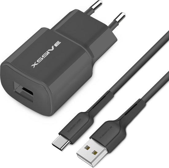 5 W USB-oplader, ultradunne adapter (5 V 1 A) met 2 poorten (USB-C