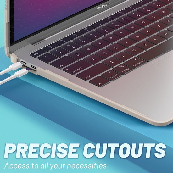 Turtle Shift Laptopcover Shield geschikt voor MacBook Air 13' inch - 2020 en 2018 - A2337 / A2179 / A1932 - Beige