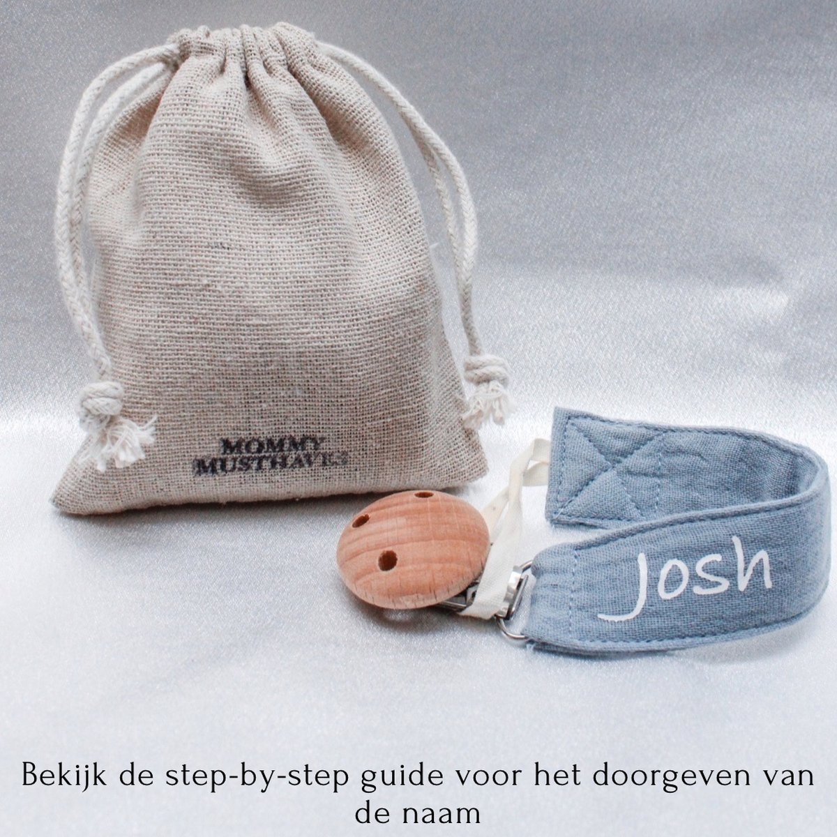 Goedkoopste Speenkoord met naam - katoen - blauw - houten knop - speenketting met naam - baby - gepersonaliseerd kraamcadeau - stof - jongen - meisje - fopspeen - accessoires baby - katoen - ZIE BESCHRIJVING VOOR HET DOORGEVEN VAN DE NAAM